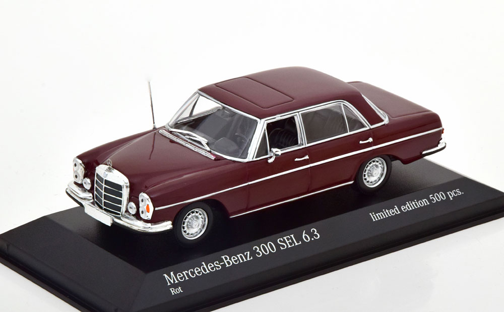 メルセデス 300 SEL 6.3 W109 1968 ダークレッド 500台限定/ MINICHAMPS 1/43 ミニカー｜ラストホビー