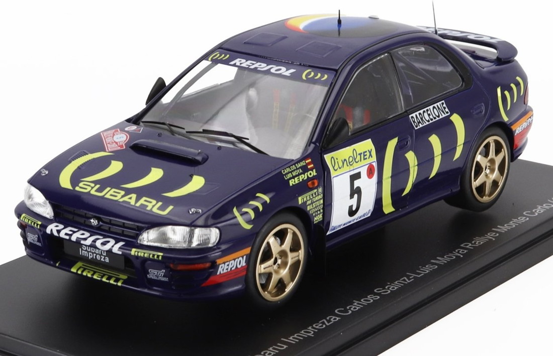 SUBARUスバル インプレッサ 555 レプソル 優勝 ラリーモンテカルロ 1995 ブルー HACHETTE-JAPANESE-CAR-COLLECTION / EDICOLA 1/24 ミニカー