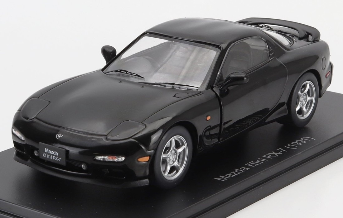 Mazdaマツダ RX7 1991 黒いこと HACHETTE-JAPANESE-CAR-COLLECTION / EDICOLA 1/24 ミニカー おもちゃ-ミニカー・トイカー-車