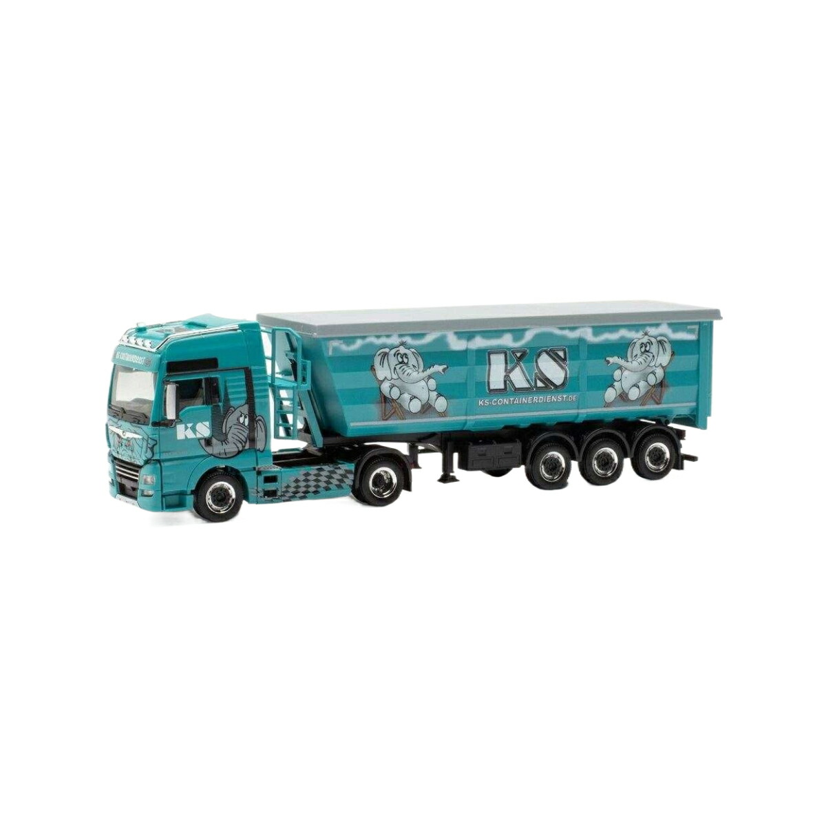 Herpa KS Containerdienst MAN TGX XXL Euro 6c スチールダンプセミトレーラー 316538/ Herpa 1/87 模型|ラストホビー