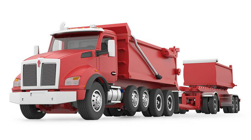 Kenworth T880 Rogue Dump Truck & Rogue Transfer Dump Trailer Viperレッド ダンプ / DCP 1/64 建設機械模型 工事車両