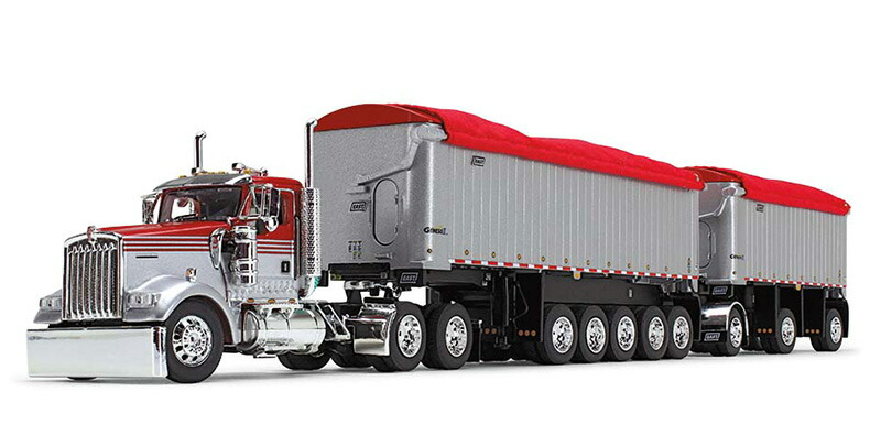 Kenworth W900L & East Manufacturing End Dump Trailers Viperレッド/シルバー ダンプ / DCP 1/64 建設機械模型 工事車両