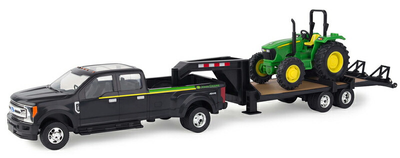 John Deere 2017 Ford F-350 5th車輪トレーラ John Deere 5075E トラクタ積み上げる / ERTL 1/32 農芸機械類ひな形 おもちゃ-ミニカー・トイカー