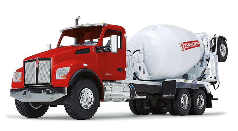Kenworth T880S  McNeilus Bridgemaster 混凝土ミキサー付、赤いこと \u0026 白いこと  ミキサー / First Gear 1/34 作り上げる機械類ひな形 工事鉄道車両