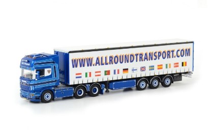 Scania R(6) Topline 6x2 + カーテンサイドトレーラー ALLROUND TRANSPORT / WSI 1/50 建設機械模型 工事車両|ラストホビー