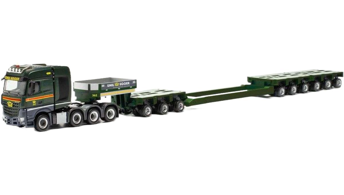 Emil Egger Mercedes Benz Arocs 低床トレーラー 積載車 / Herpa 1/87 建設機械模型 工事車両|ラストホビー