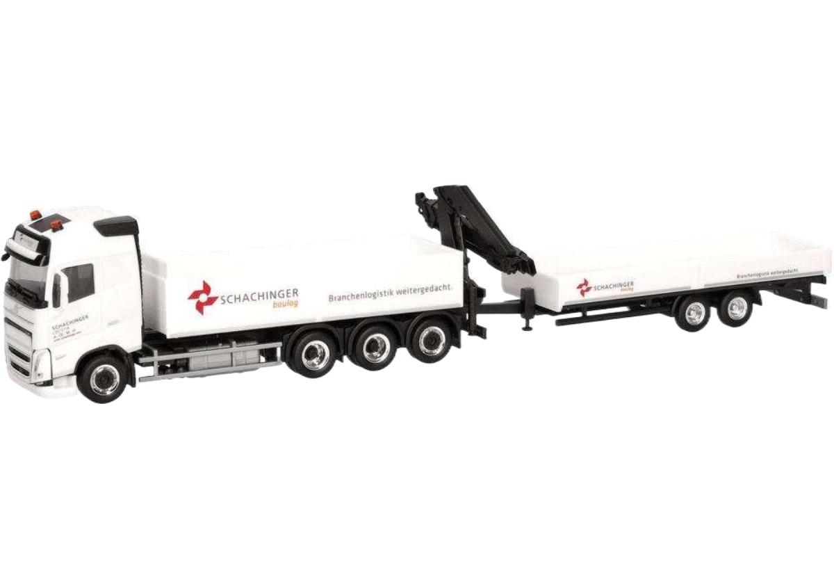 Schachinger Volvo FH GL 2020 平床 + 低床タンデムトレーラー トレーラー / Herpa 1/87 建設機械模型 工事車両|ラストホビー
