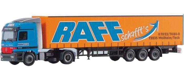 Raff Spedition Mercedes Benz Actros L カーテンサイドセミトレーラー トレーラ / Herpa 1/87 組みたてる機械類ひな型 工事鉄道車両
