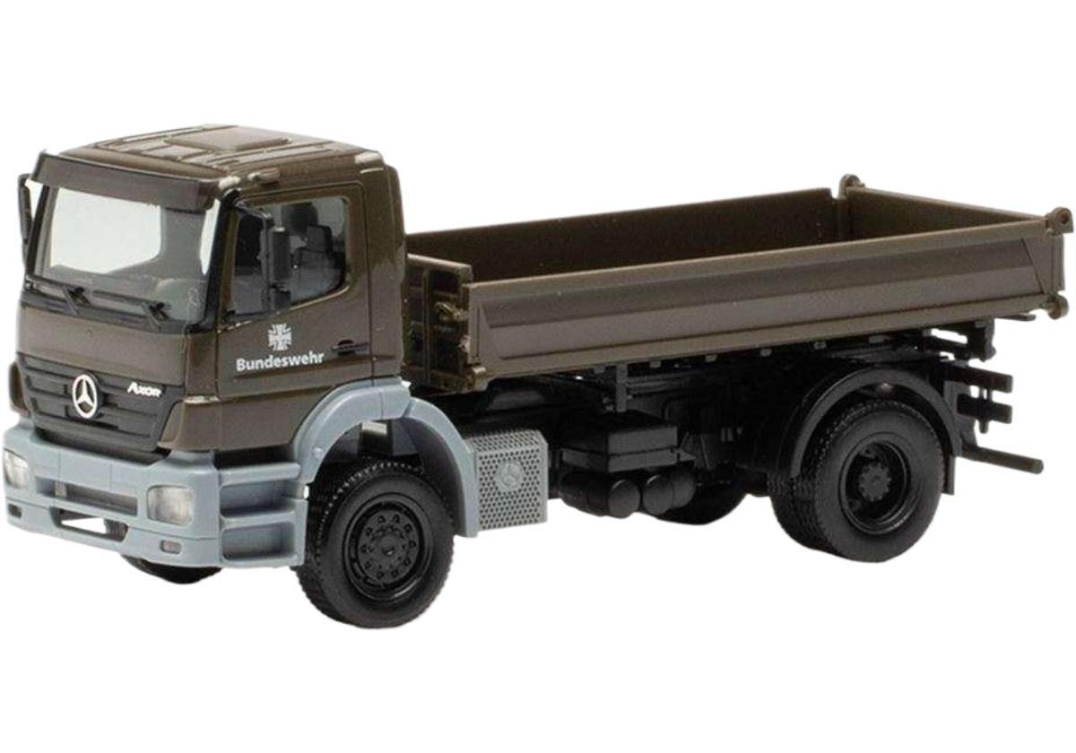 ＦＲＧ連邦国家軍 Mercedes Benz Axor 三方 ダンプ車 / Herpa 1/87 作り上げる機械類ひな形 工事鉄道車両 ミニカー・トイカー-乗り物のおもちゃ-おもちゃ