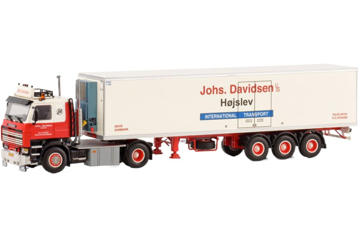Johs Davidsen Scania 2 Serie 4x2 冷凍セミトレーラー 3軸 / WSI 1/50 建設機械模型 工事車両
