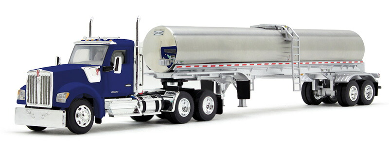 Kenworth W990 デイキャブ バイパーブルー \u0026 Walker 食料雑貨類用油槽船トレーラ / DCP 1/64