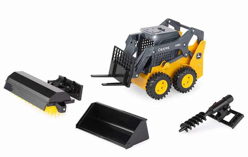 John Deere 318G スキッドステア 4アタッチメント付き ビッグファームシリーズ ホイールローダ / ERTL 1/16 建設機械模型 工事車両