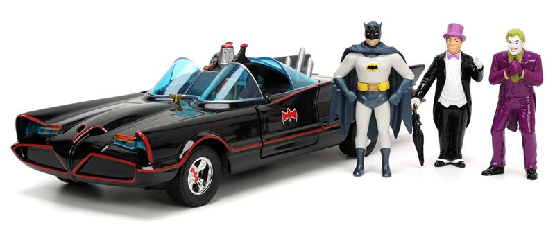 バットマン 1966 TVシリーズ デラックスパック バットモービル & フィギュア4体 ミニカー / JADA 1/24｜ラストホビー