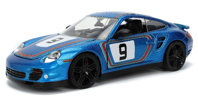 #9 2007 Porsche 911 Turbo 997 メタリックブルー Hyper-Spec ミニカー / JADA 1/24