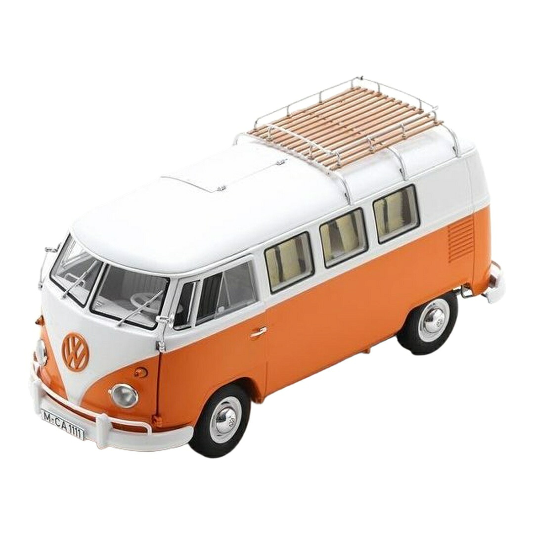 フォルクスワーゲン T1 2階建てバス オレンジ色/白いこと / Schuco 1/18 ミニカー