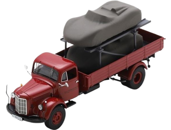 Mercedes Benz L3500 + Porsche 718 RS 貨物自動車 / Schuco 1/43 作り上げる機械類ひな形 工事鉄道車両