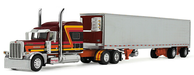 Peterbiltピータービルト モデル 389 冷蔵トレーラー 連結 トラック 働く車 模型 / DCP 1/64 ミニカー 模型