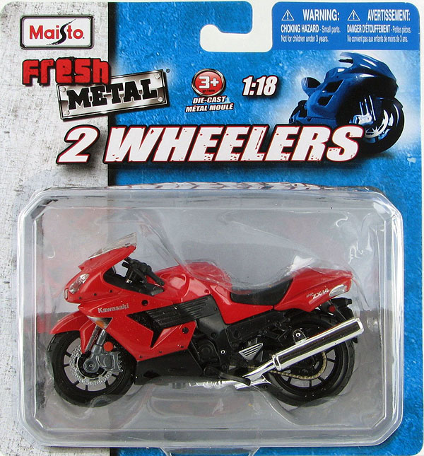 Kawasakiカワサキ ニンジャ ZX-14 レッド バイク 模型 ダイキャスト モデル / MAISTO 1/18 ミニカー 模型