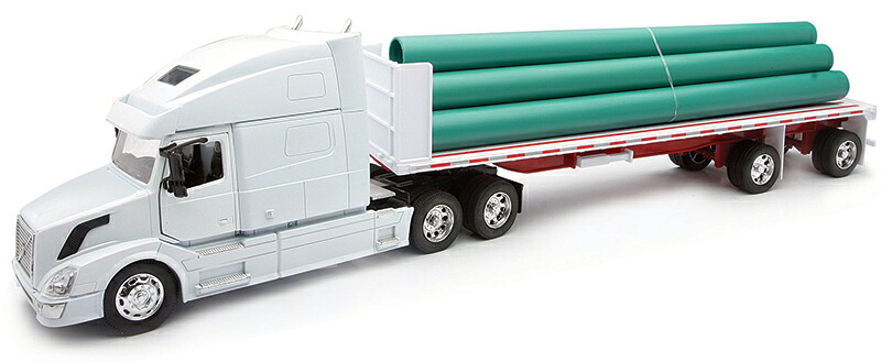 Volvoボルボ VN-780 フラットベッドトレーラー パイプ積載 連結 トラック 模型 / NEW-RAY 1/32 ミニカー 模型