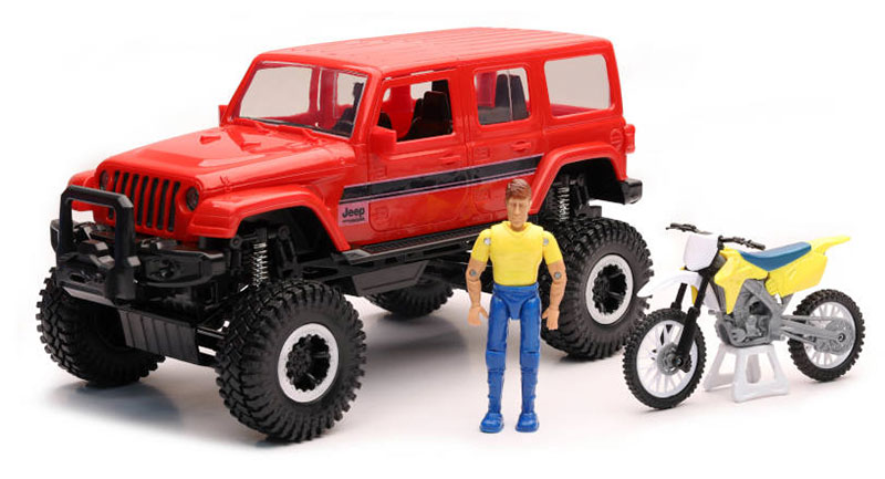 Jeepジープ スペイン領サハラ 赤いこと ダート自動二輪車 図形付 四駆 働く車 手あそび ひな形 / NEW-RAY 1/18 ミニカー ひな形 おもちゃ-車