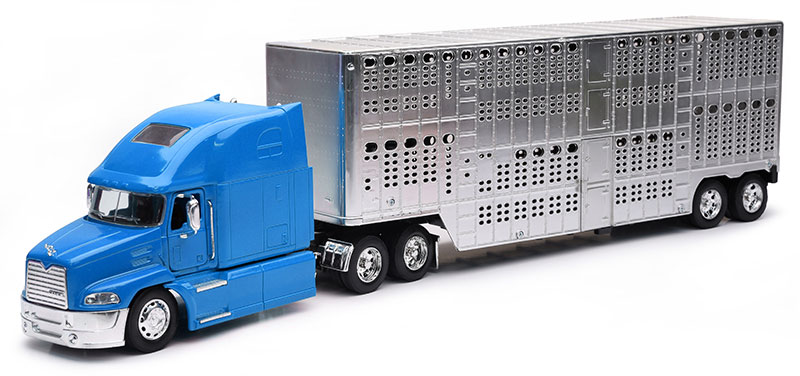 Mackマック Pinnacleピナクル 家畜トレーラー付 ブルー トラック 働く車 模型 / NEW-RAY 1/32 ミニカー 模型