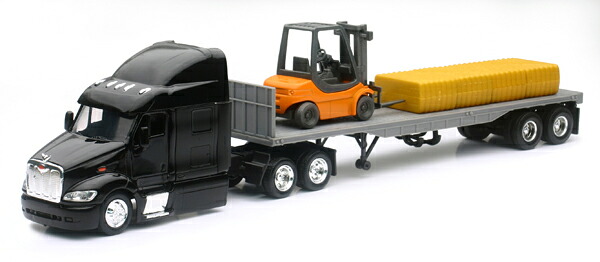 Peterbiltピータービルト 387 フォークリフト付 フラットベッド トラック 模型 / NEW-RAY 1/43 ミニカー 模型