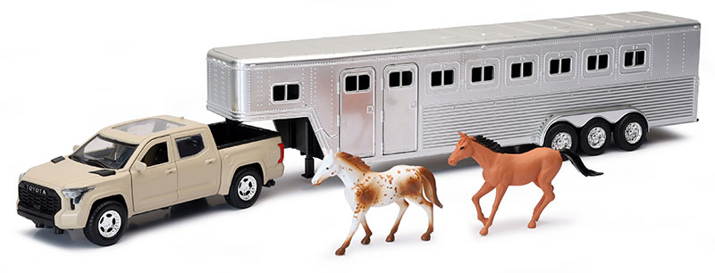 Toyotaトヨタ タンドラ Pro 馬運搬トレーラー付 ベージュ 四駆 模型 モデル / NEW-RAY 1/32 ミニカー 模型