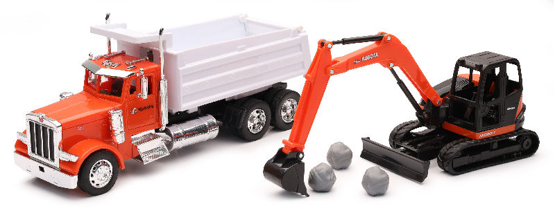 Kubotaクボタ ピータービルト 379 ダンプ車 ミニ油圧シャヴェル付 重機 ひな形 / NEW-RAY 1/32 作り上げる機械類ひな形 おもちゃ-ミニカー・トイカー