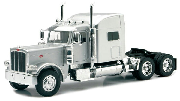 Peterbiltピータービルト 389 キャブ しろがね色 トレーラ尖端 働く車 ひな型 / NEW-RAY 1/32 ミニカー ひな型