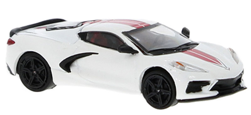 Chevroletシボレー Corvetteコルベット C8 2020 ホワイト/レッド スポーツカー 模型 / PCX87 1/87 ミニカー 模型