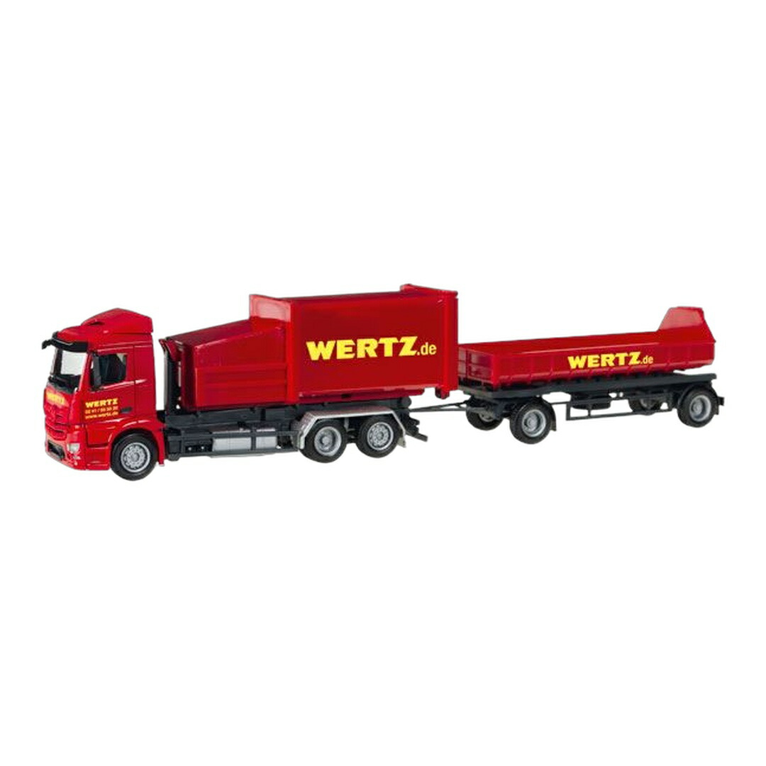 Wertz Aachen メルセデス・ベンツ Antos プレス廃棄物コンテナトレーラー / Herpa 1/87 ミニカー トラック模型