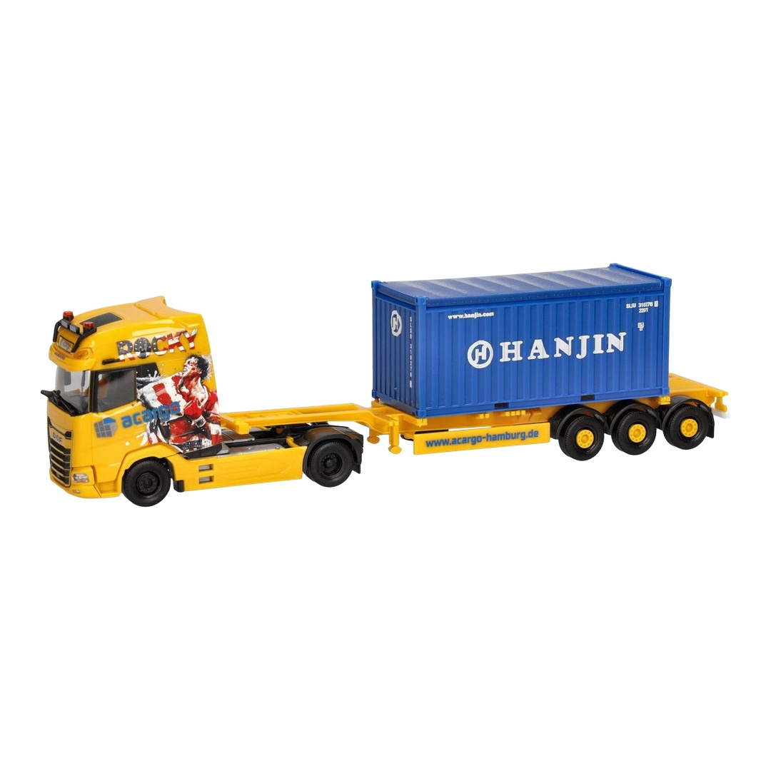 Acargo 20フィート オープントップ Hanjin DAF XG+ 20フィート コンテナ セミトレーラー / Herpa 1/87 トラック模型｜ラストホビー