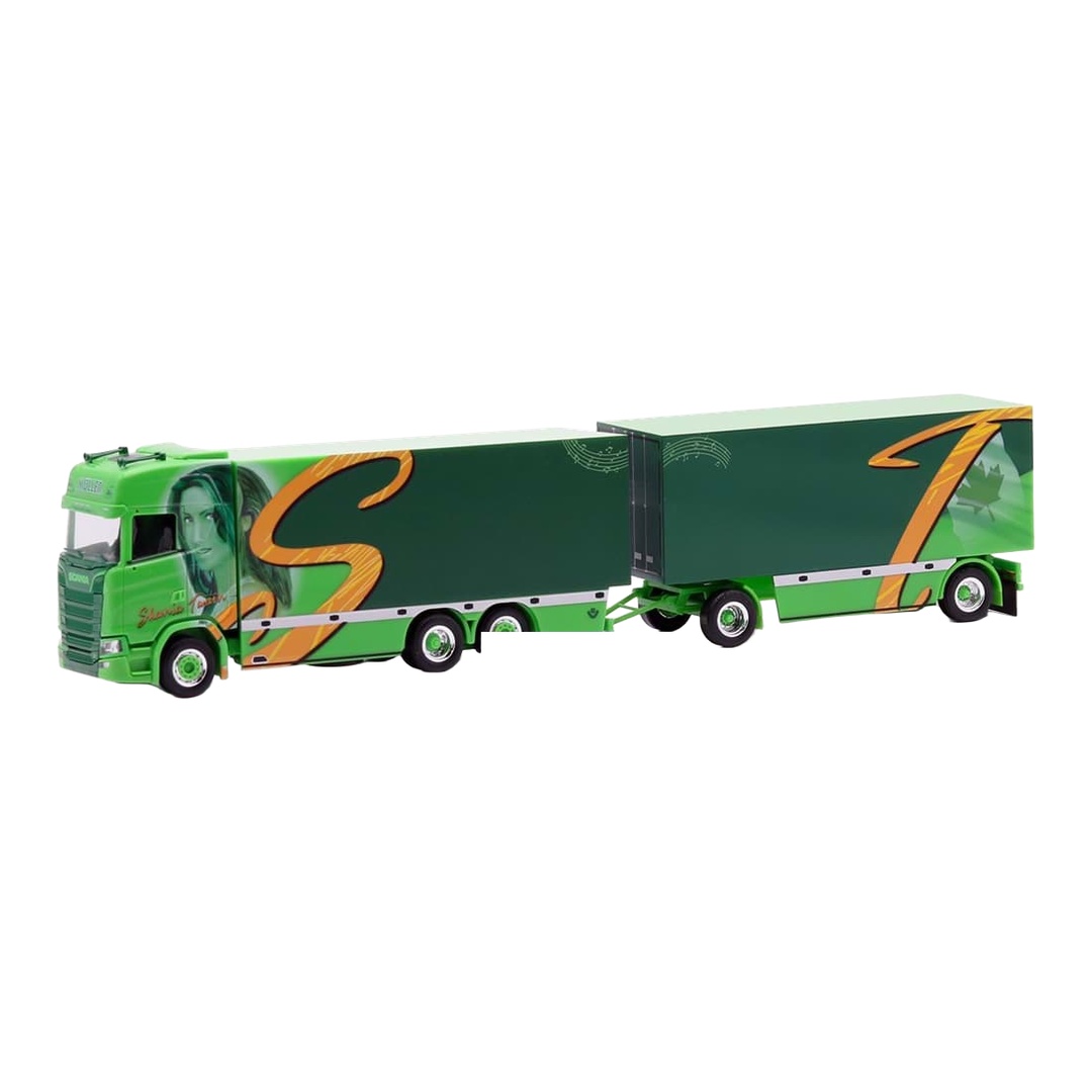 Mueller Shania Twain スカニア CS20固定ディスク V8 ボックス席 セミトレーラー / Herpa 1/87 貨物自動車ひな型