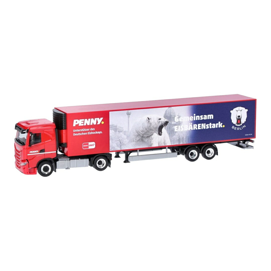 PENNY DEL Eisbaeren Berlin イベコ S-Way 冷凍冷蔵セミトレーラー 冷凍車 / Herpa 1/87 トラック模型