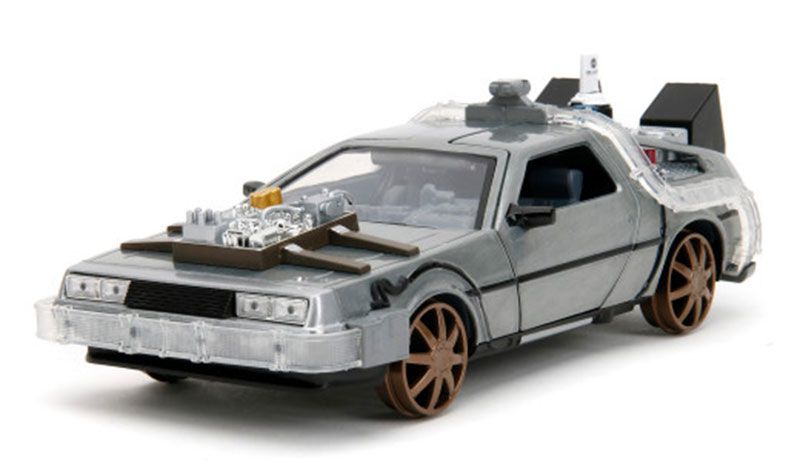 DeLoreanデロリアン Time Machine with Rail Wheels Back t / JADA 1/24 ミニカー 模型