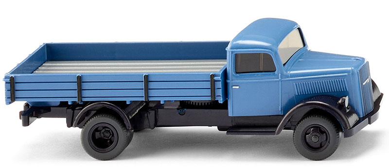 Opelオペル Blitzブリッツ フラットベッドトラック ブルー 働く車 トラック 模型 / Wiking 1/87 ミニカー 模型