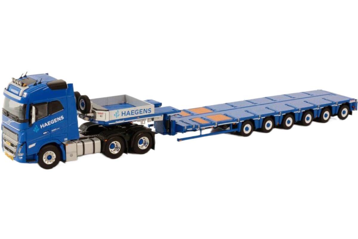 Haegens Kraanverhuur Volvoボルボ FH5 Globetrotter 6x4 MCO-PX semi lowloader低床トレーラー 6axle トラック 模型 /WSI 1/50