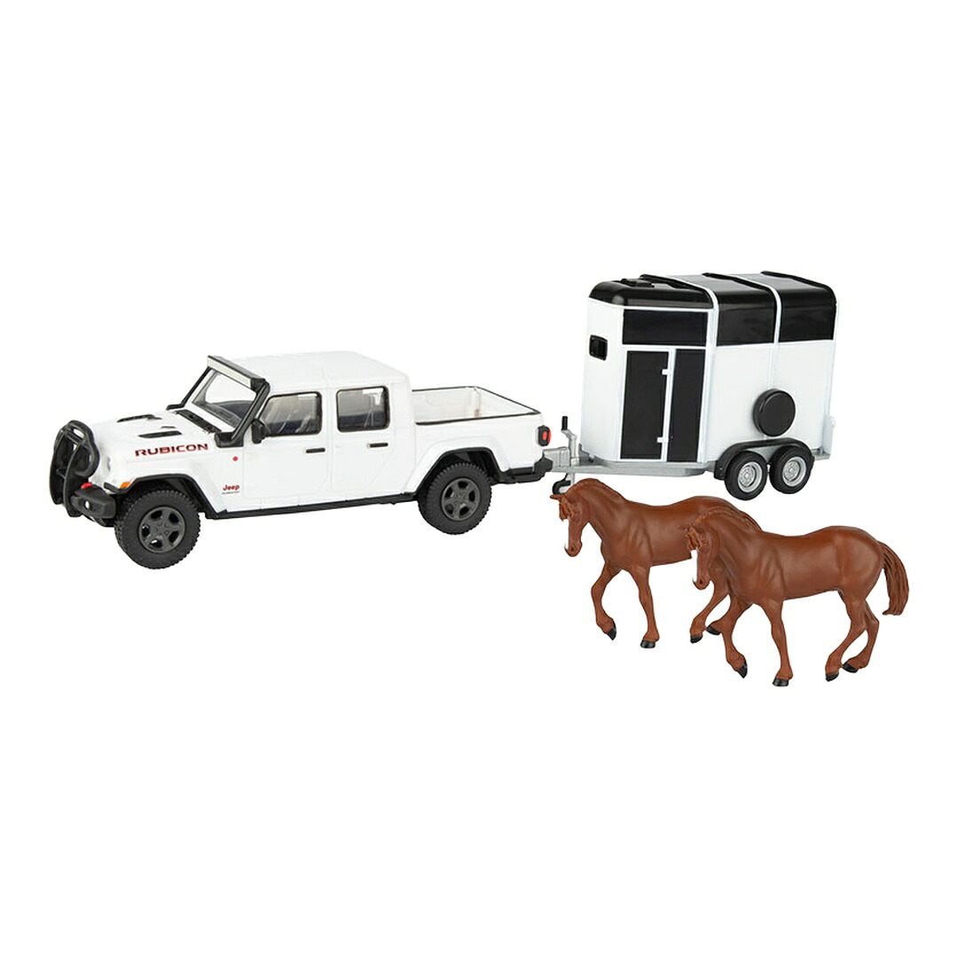 Jeepジープ Gladiator剣闘士 White with Horse Trailer and Hor / ERTL 1/32 ひな形