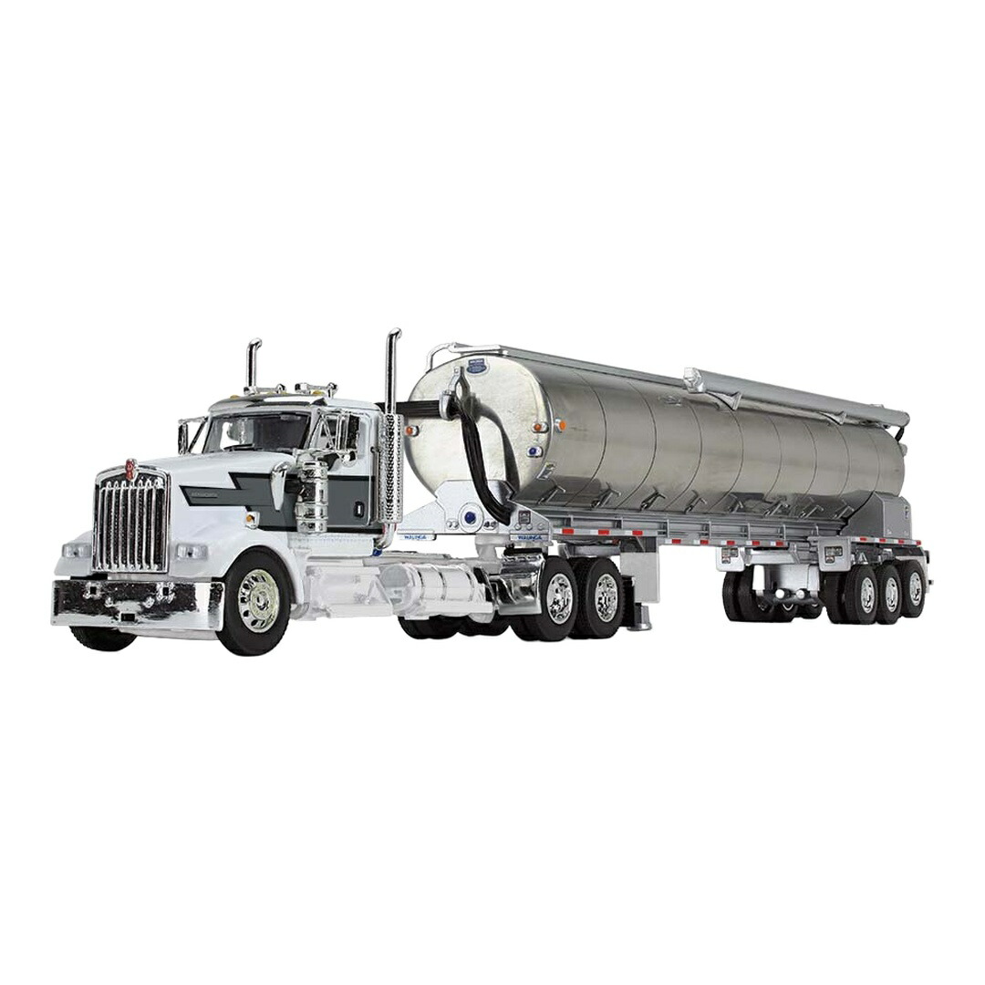 ケンワース Kenworth W900L デイキャブ Walinga バルクフィードトレーラー 白いこと 黒いこと / FIRST GEAR 1/64 ミニカー 貨物自動車ひな形
