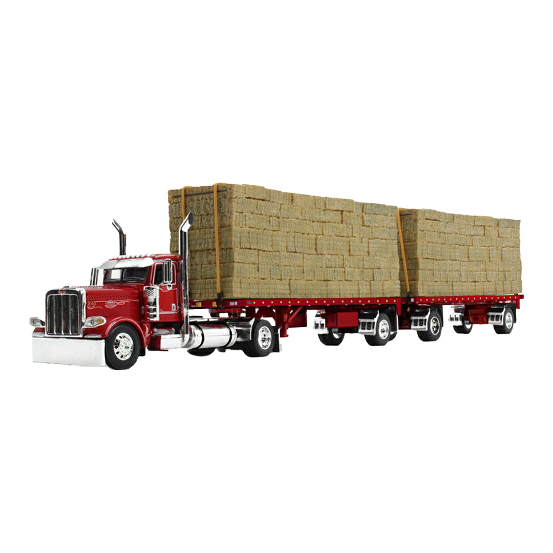 ピータービルト Peterbilt モデル389 デイキャブ ユーティリティ デュアルヘイ フラットベッドトレーラー / FIRST GEAR 1/64 ミニカー トラック模型|ラストホビー