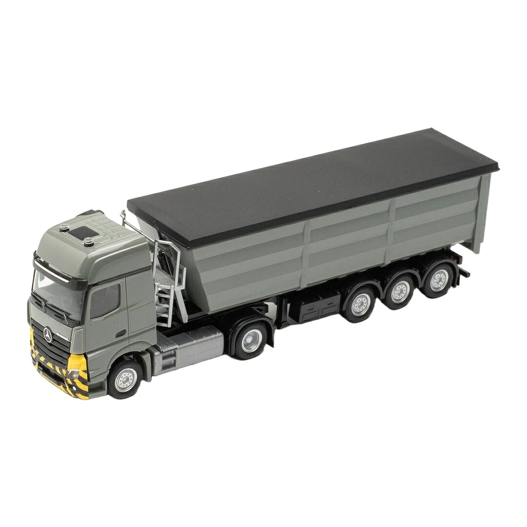 メルセデス・ベンツ アクトロス L スチールダンプ セミトレーラー イエロー グレー / Herpa 1/87 ミニカー トラック模型｜ラストホビー