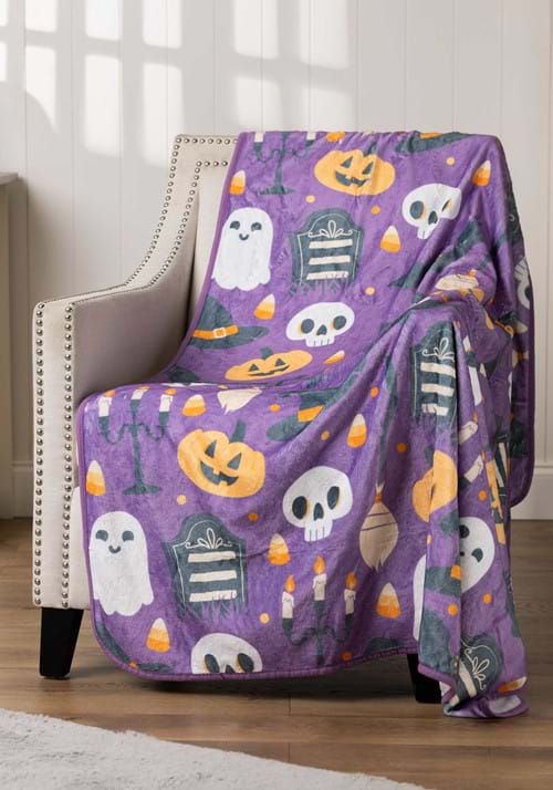 Halloween Mischief スローブランケット ポリエステル マイクロファイバー フリース 約122cm x 152cm ホワイト|ラストホビー