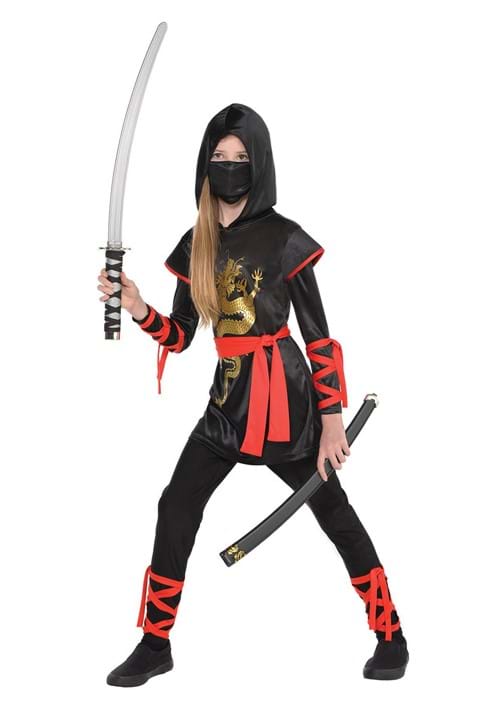 ガールズ ゴールドドラゴン 忍者コスチューム ハロウィン コスプレ衣装