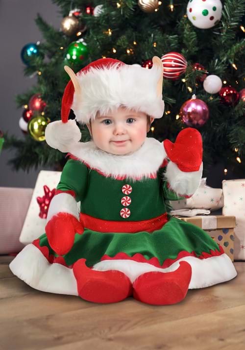 クリスマスエルフ コスプレ コスチューム 幼児用 ハロウィン 仮装 クリスマス 衣装 女の子 イベント パーティー 子供用 緑 赤 帽子付き かわいい コスチューム