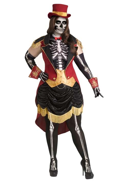 スケルトン 骸骨 サーカス団長 コスプレ コスチューム 大きいサイズ レディース ハロウィン 仮装 衣装 大人用 イベント パーティー プラスサイズ|ラストホビー