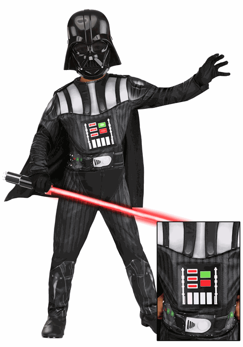 ダースベイダー コスプレ コスチューム キッズ ハロウィン 仮装 スターウォーズ STAR WARS ライトアップ 悪役 映画キャラクター 衣装 子供 男の子 イベント パーティー｜ラストホビー