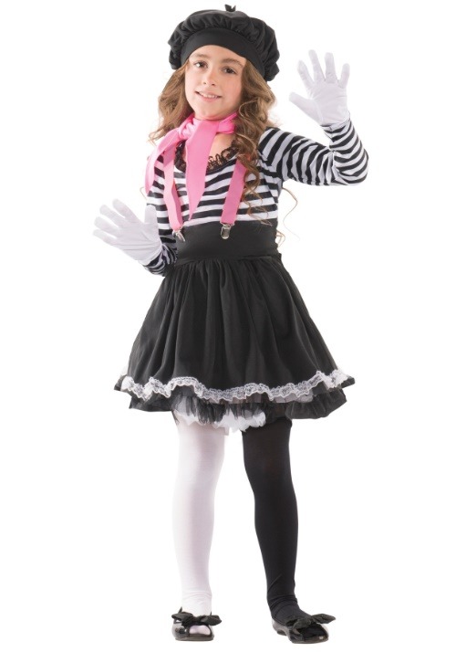 パントマイム コスプレ コスチューム キッズ ハロウィン 仮装 道化師 ピエロ 衣装 子供用 女の子 イベント パーティー 文化祭 学園祭 白黒 モノトーン コスプレ衣装｜ラストホビー