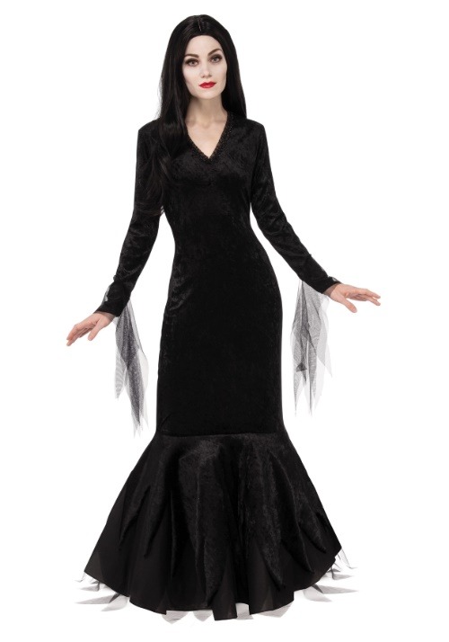 アダムス・ファミリー モーティシア コスプレ コスチューム レディース ハロウィン 仮装 ゴシック ホラー 衣装 女性 大人 イベント パーティー
