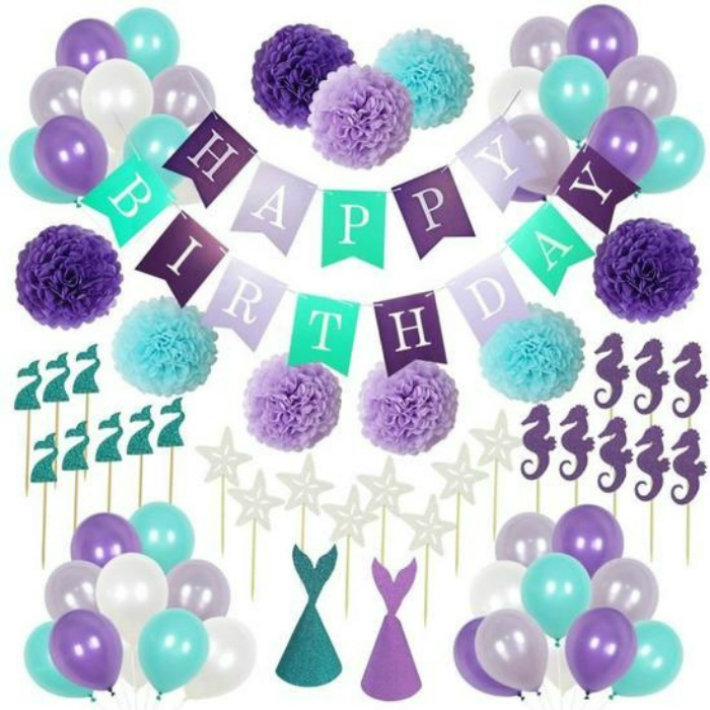 楽天市場 誕生日 飾り付けセット Happy Birthday 緑 紫 デコレーション おしゃれ 海外 ガーランド パーティーグッズ ペーパーポンポン バルーン ラストホビー