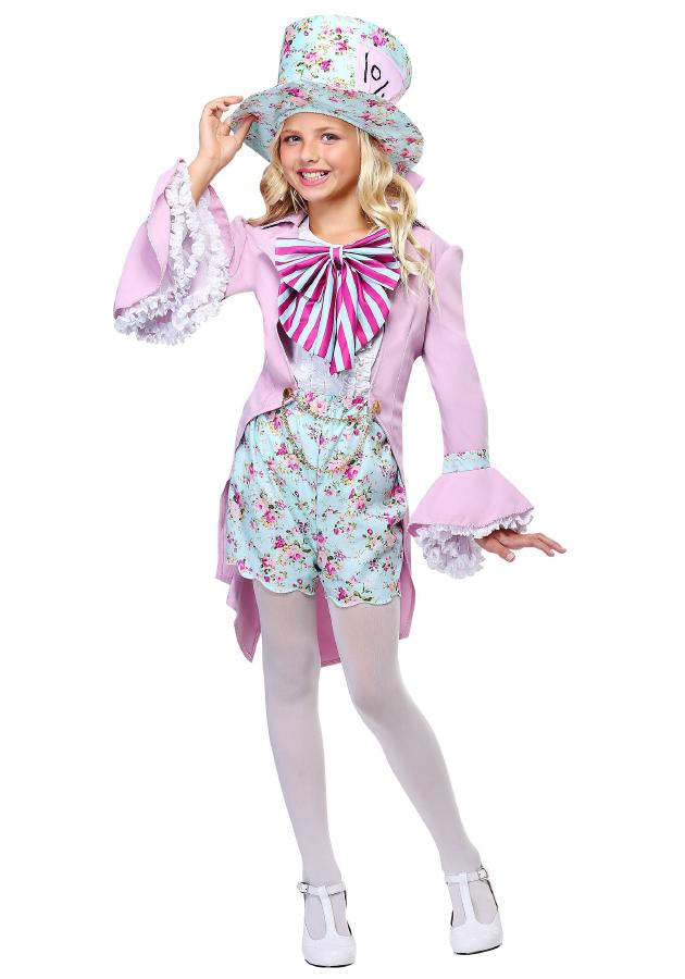 プリティ マッドハッター ガールズ アリス 帽子屋 コスチューム 4点セット キッズ用 女の子用 ハロウィン 仮装 パーティ コスプレ|ラストホビー
